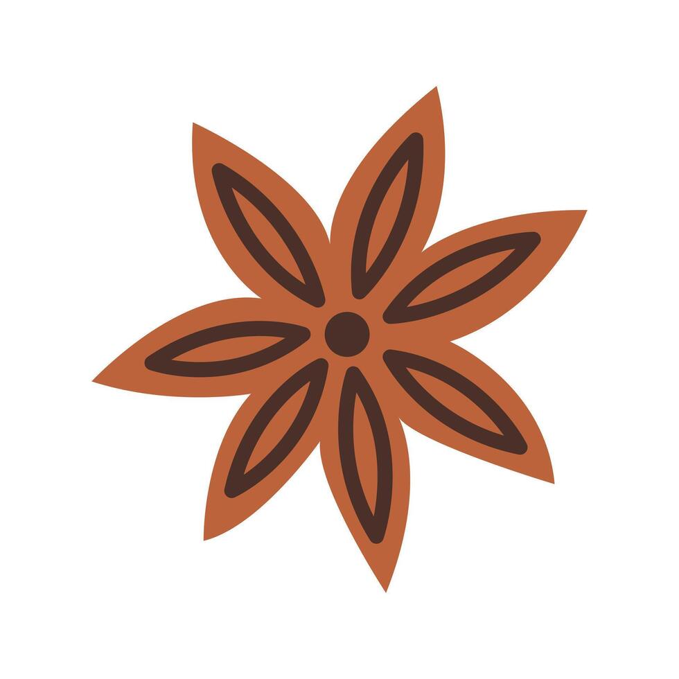 Dried star anise. Autumn seasoning. illustration. vector