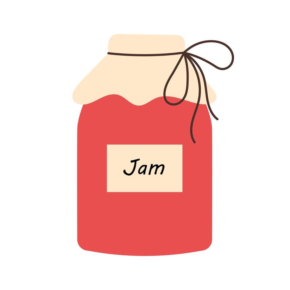 Jar of strawberry jam. Sweet homemade jam. illustration. vector