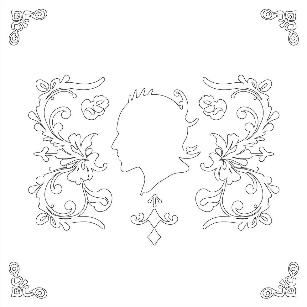 A coloring page with a silhouette of a woman vector