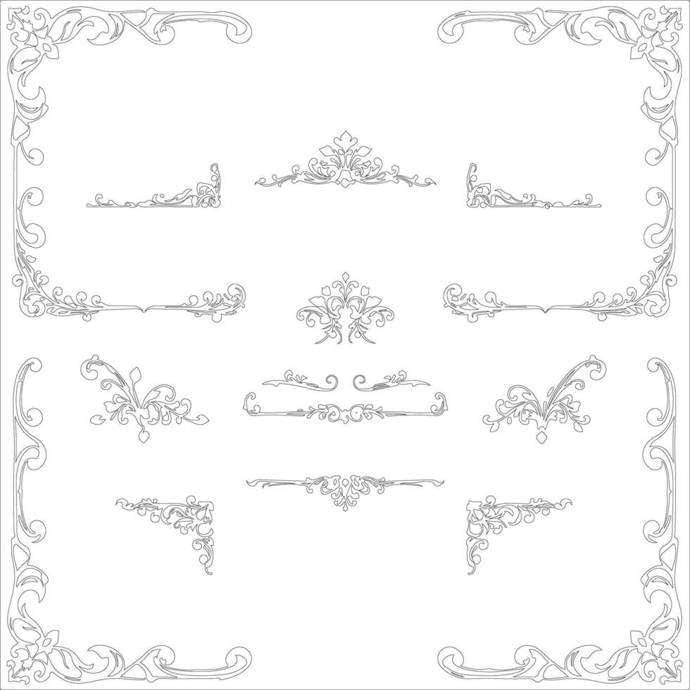 Set of decorative elements for the frame, border and border vector