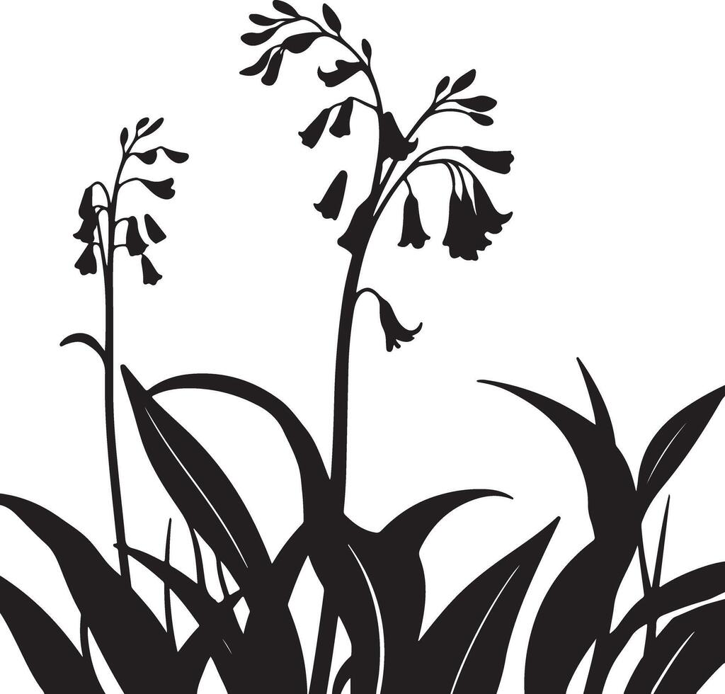 Black and white flowers with leaves vector