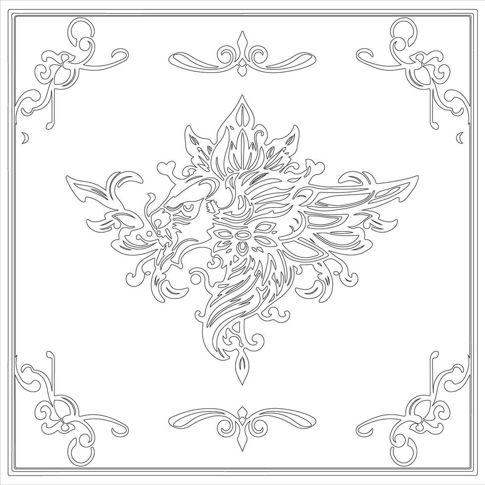 A decorative pattern with a bird on it vector