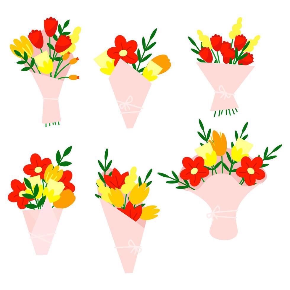 Colorful flower bouquet illustration vector