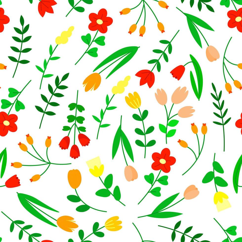 Colorful floral pattern on white background vector