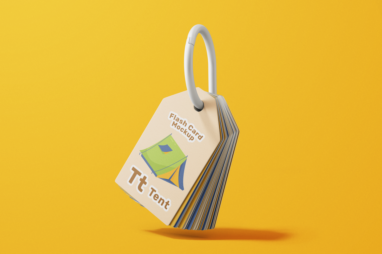 flash card with ring educational tool mockup template floating view psd
