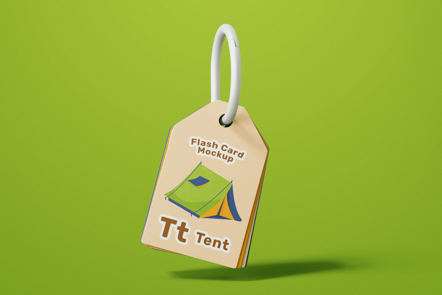 educational flash card with ring mockup template floating view psd