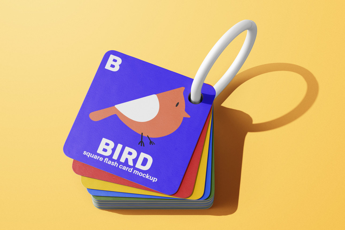 rounded square flash card with ring mockup template top view psd