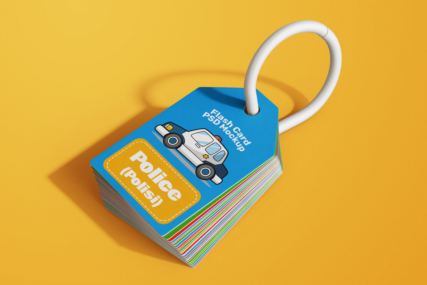 vertical flash card with ring mockup template perspective view psd
