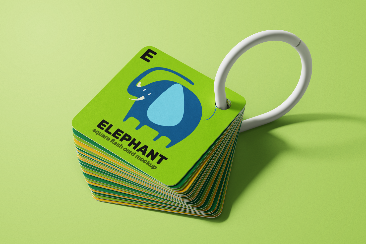rounded square flash card with ring mockup template perspective top view psd