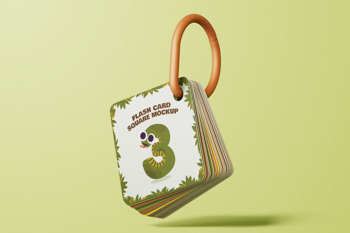 floating rounded square flash card with ring mockup template psd