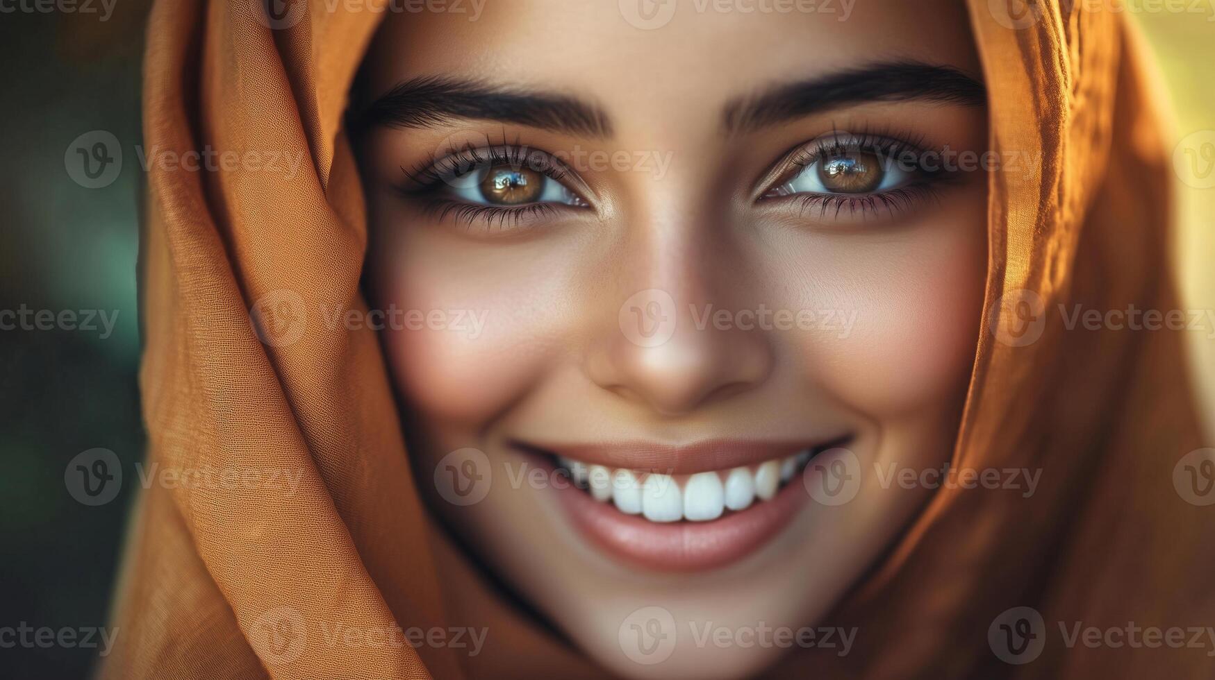 Young Hijab Lady in Smile Happy Face. Portrait and Expression Concept. photo