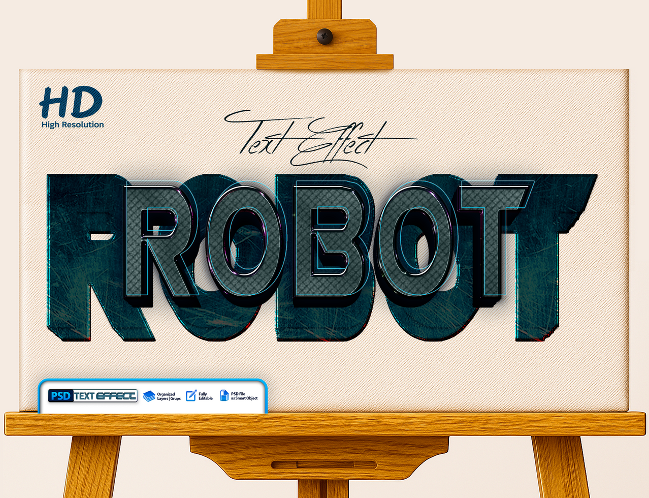 3D Robot Text Efffect psd