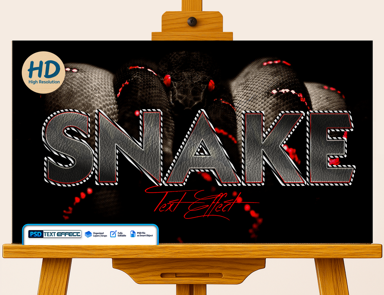 Black Snake Textured Text Effect psd