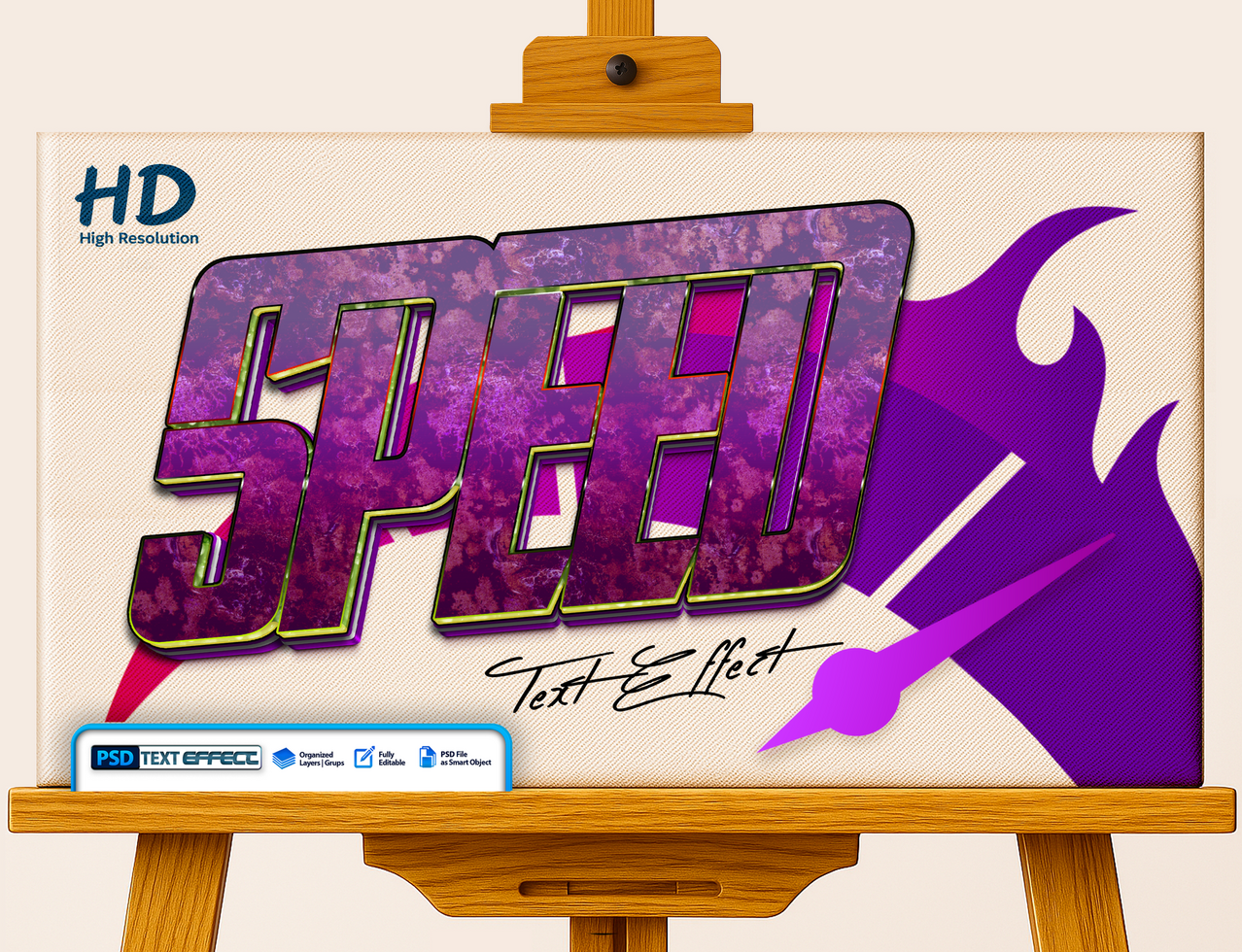 Speed Text Effect on Speedometer psd