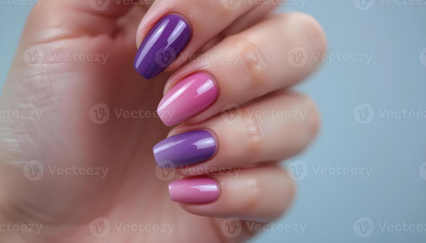 Studio of Ombre Nail Art in Lilac and Blue photo
