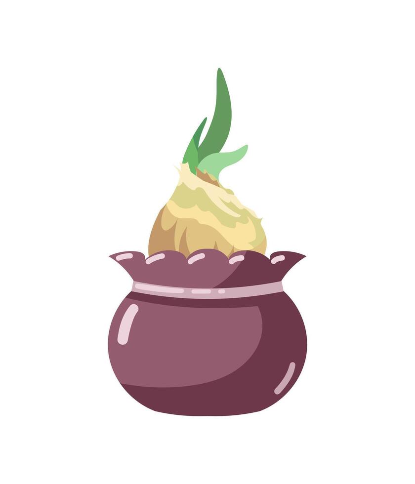 Plant in decorative purple pot vector