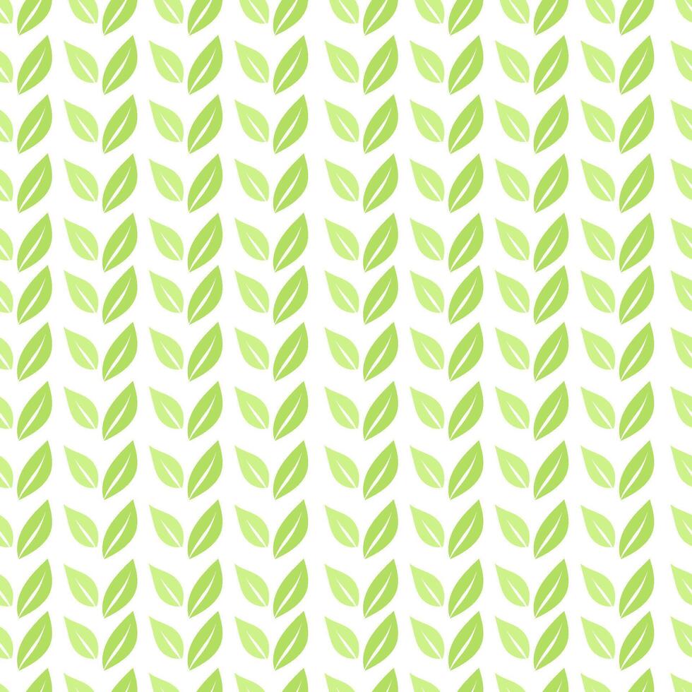 Green leaves icon, herb seamless pattern on white background, simple graphic pictogram illustration, eco friendly organic concept, flat label element for logo, vegan, save energy and self care vector