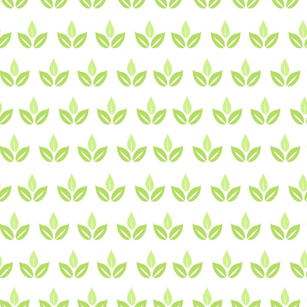 Green leaves icon, herb seamless pattern on white background, simple graphic pictogram illustration, eco friendly organic concept art, flat label element for logo, vegan, save energy and self care vector