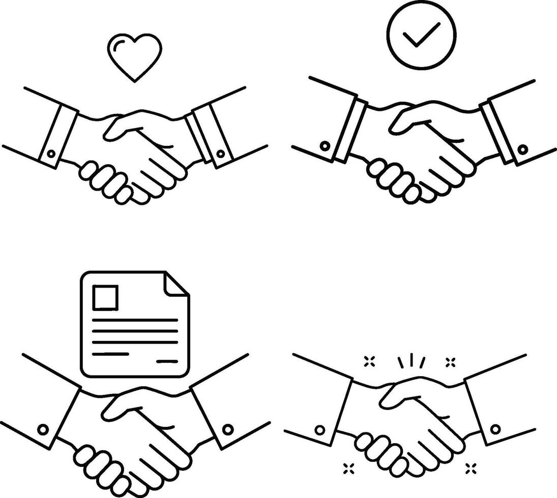 Handshake icon set vector