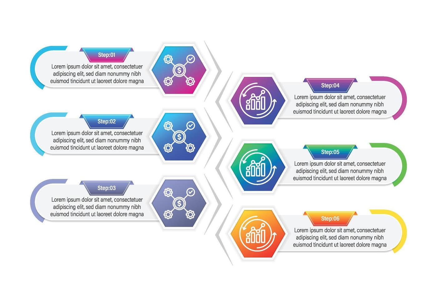 Business Process Infographic with Steps and Data Visualization vector