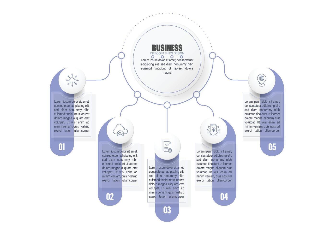 Business Infographic with Five Elements vector