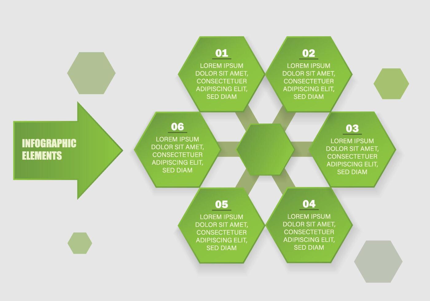 Infographic elements with hexagons and numbered data points vector