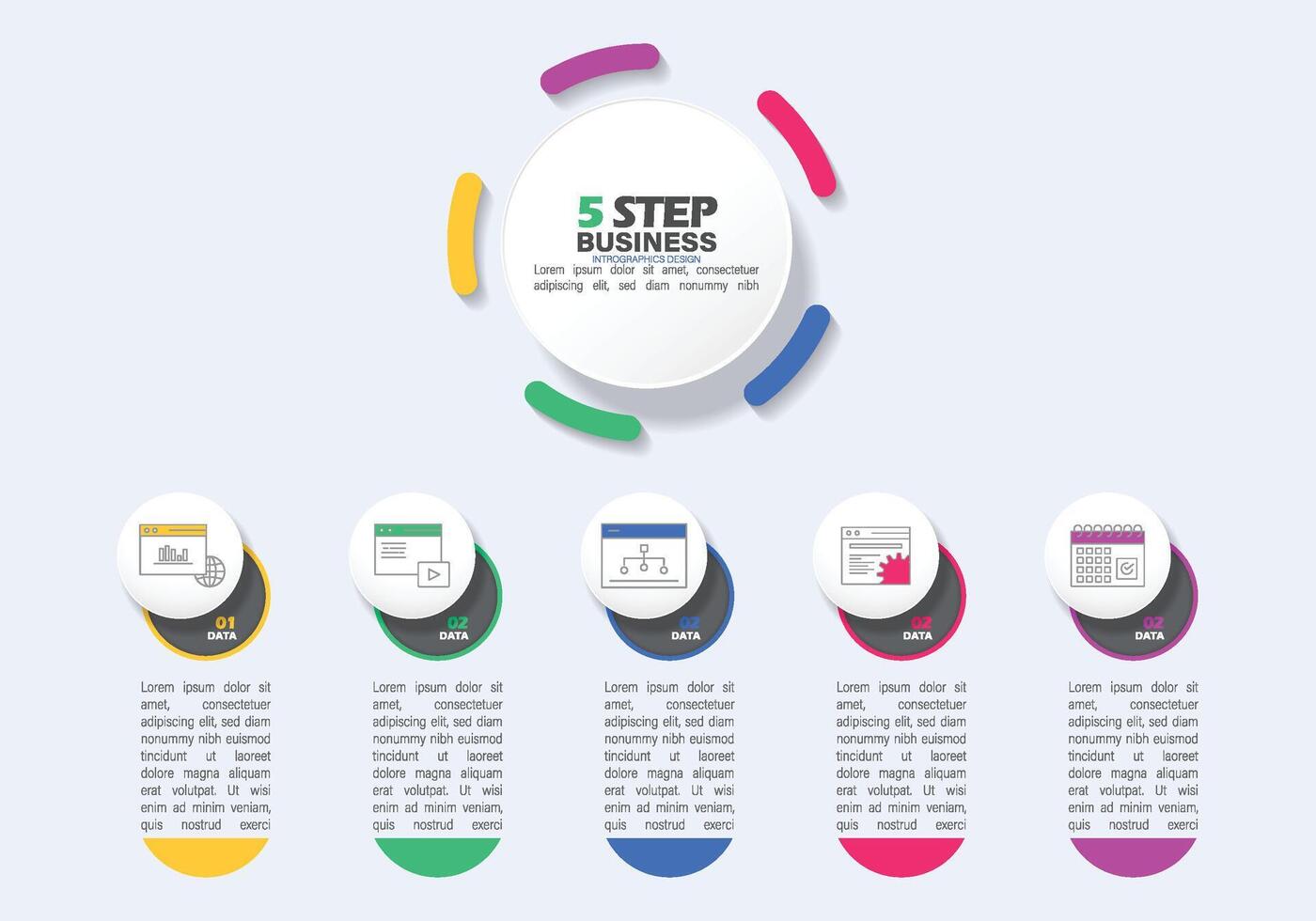 5 Step Business Infographic design vector