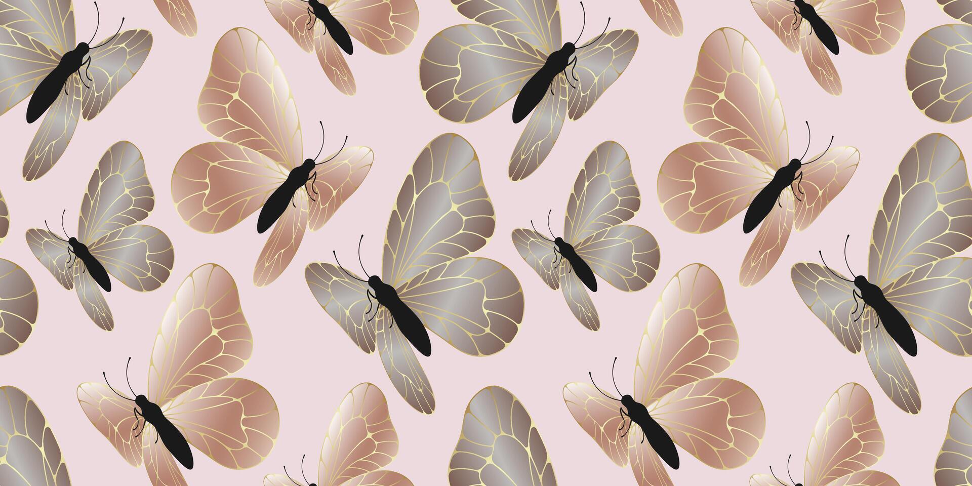 Butterfly pattern on pink background vector