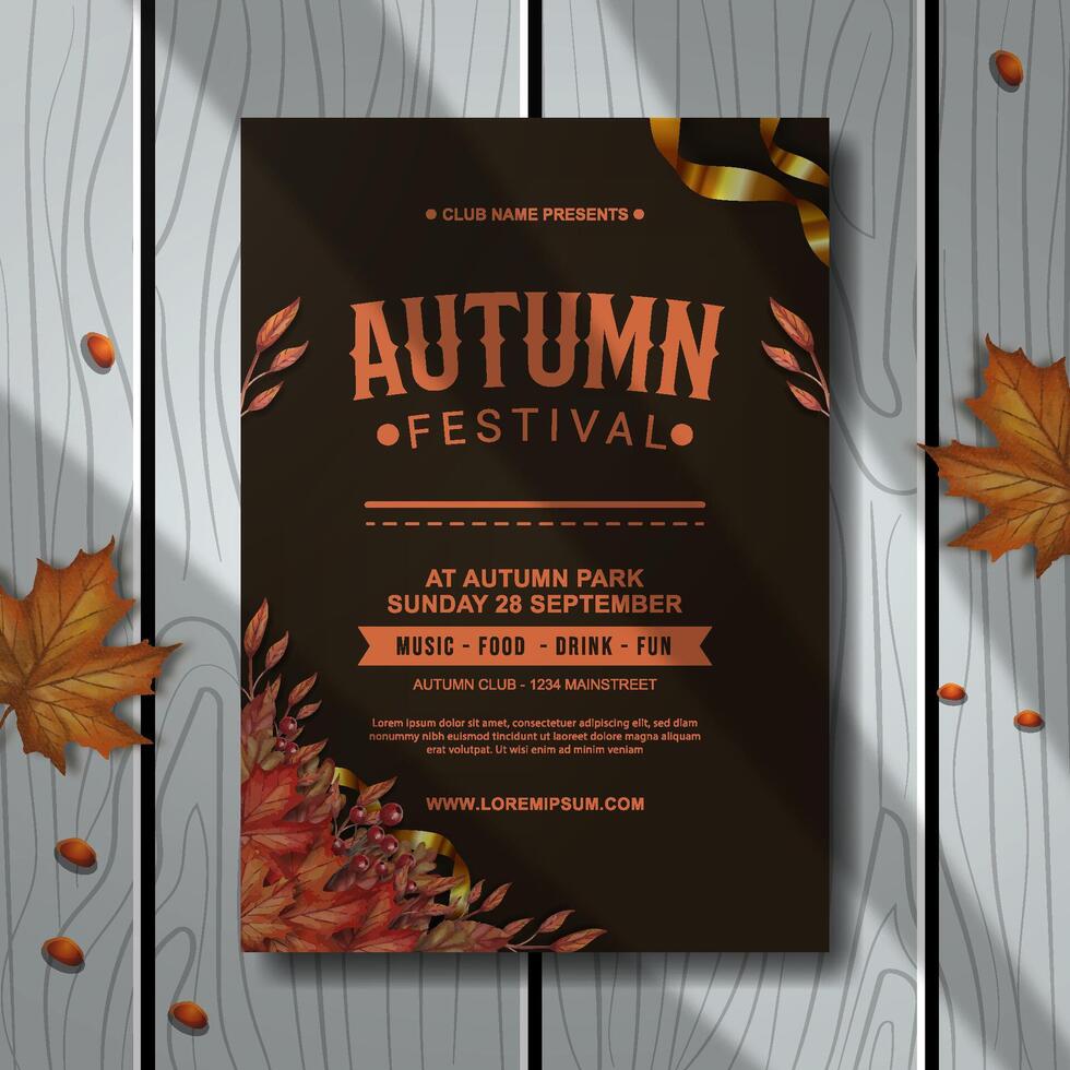 Autumn Festival flyer with event details vector