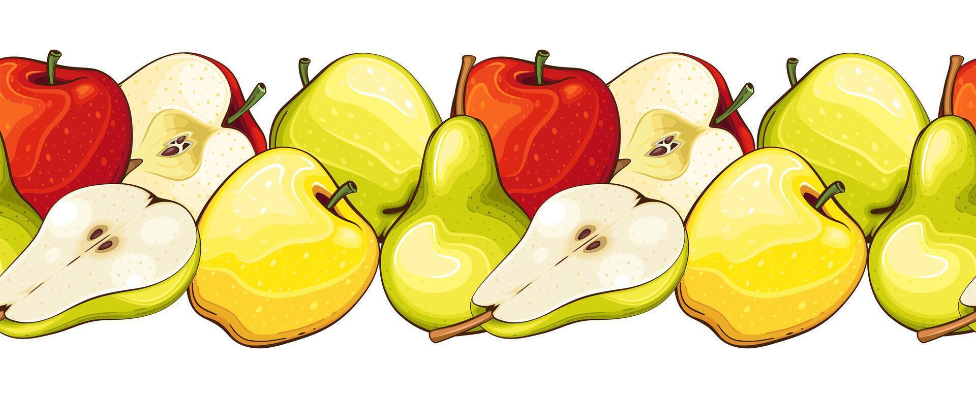 Colorful apples and pears illustration vector