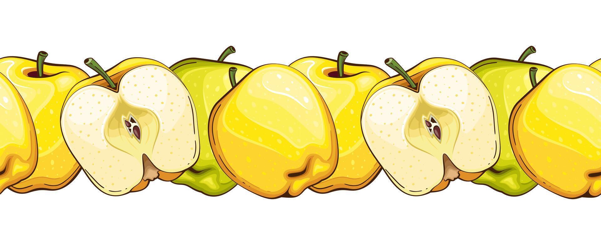 yellow apples in a row vector