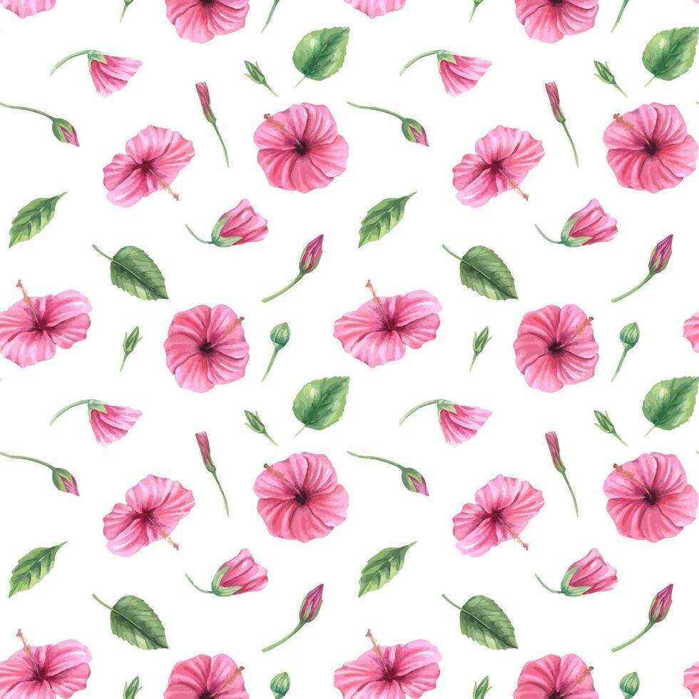 Pink flower pattern on white background vector