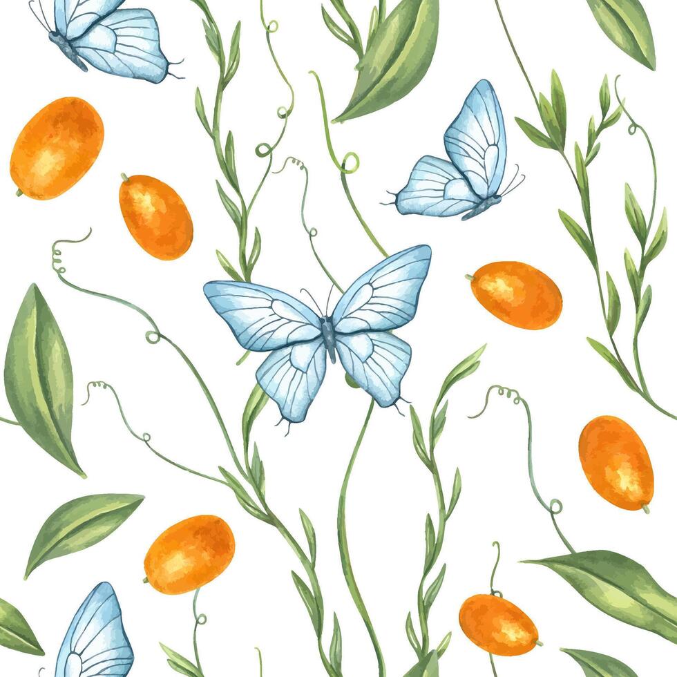 Butterflies and plants illustration vector