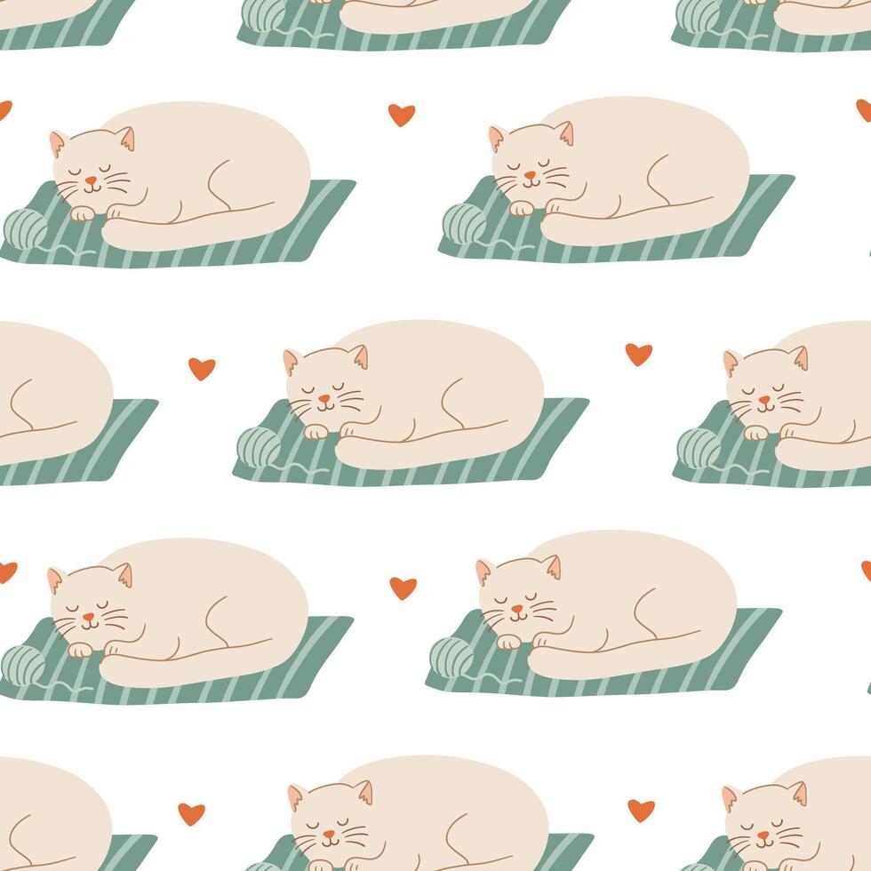 Sleeping cat pattern illustration vector