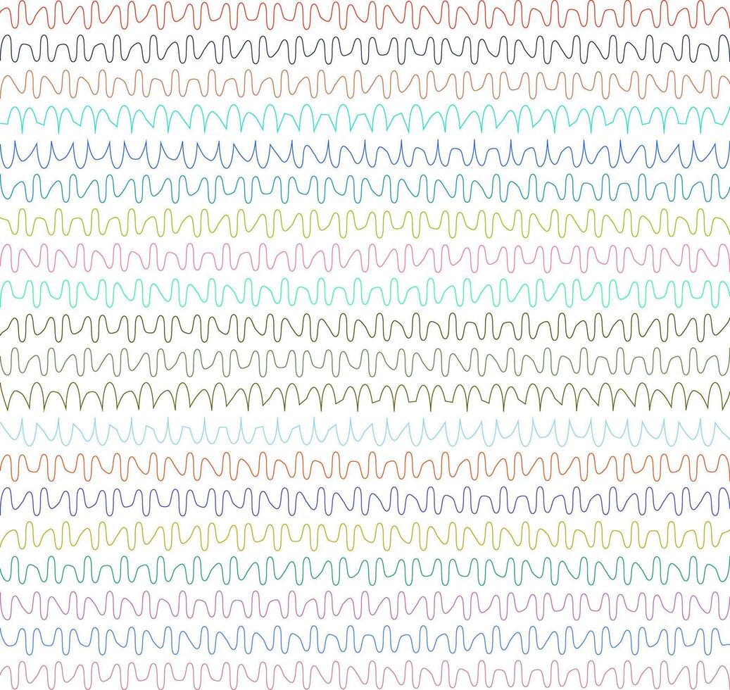 Abstract Wavy Lines in a Repeating Sequence with Various Colors vector