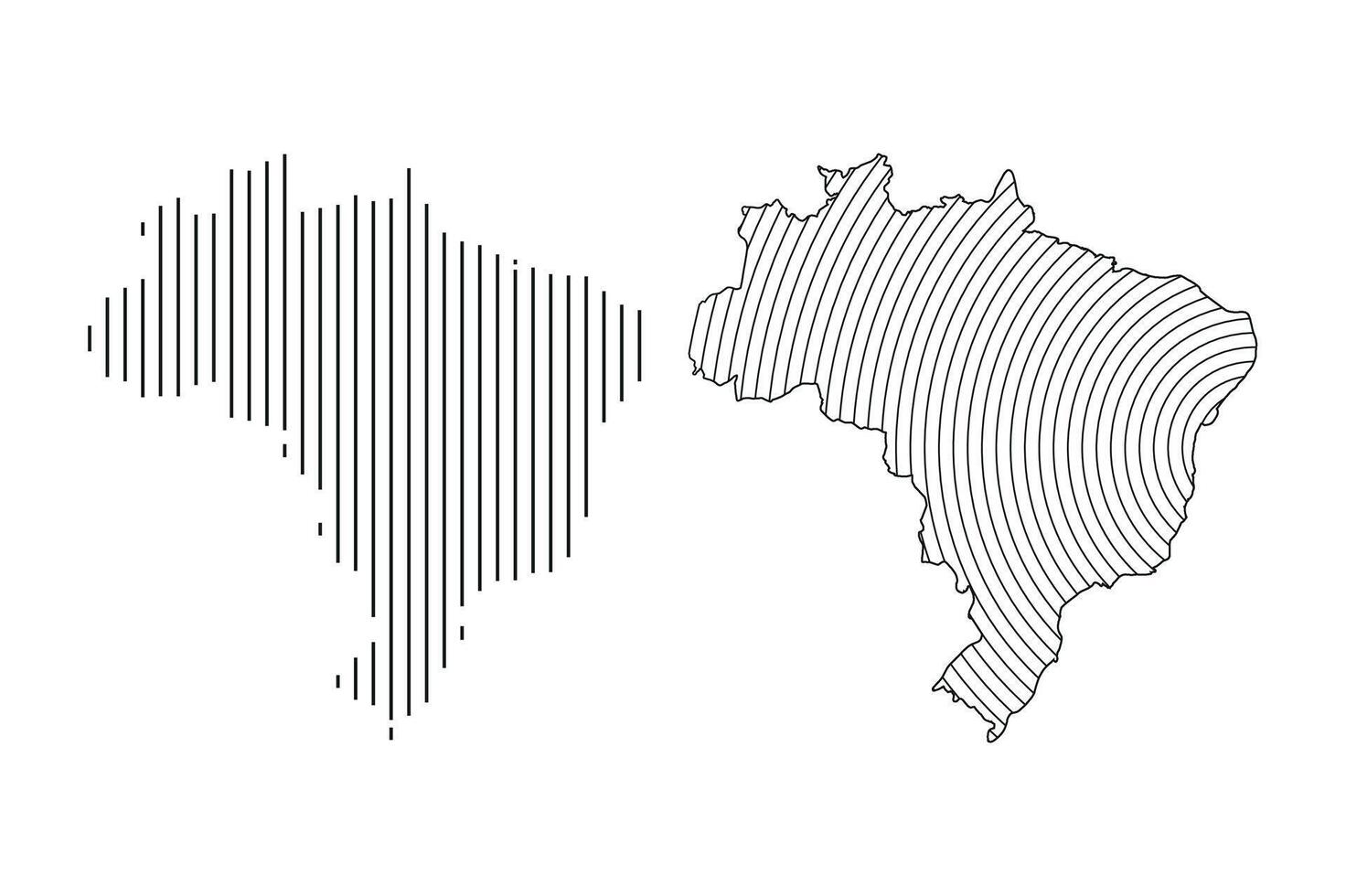 Abstract artistic representations of brazil s outline with line patterns vector