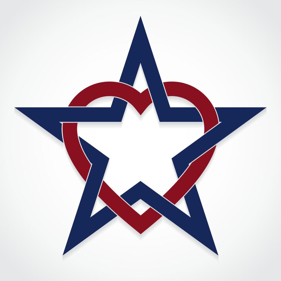 heart star red blue knot color symbol vector