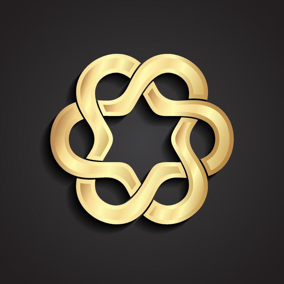 Gold knot design on a dark background vector