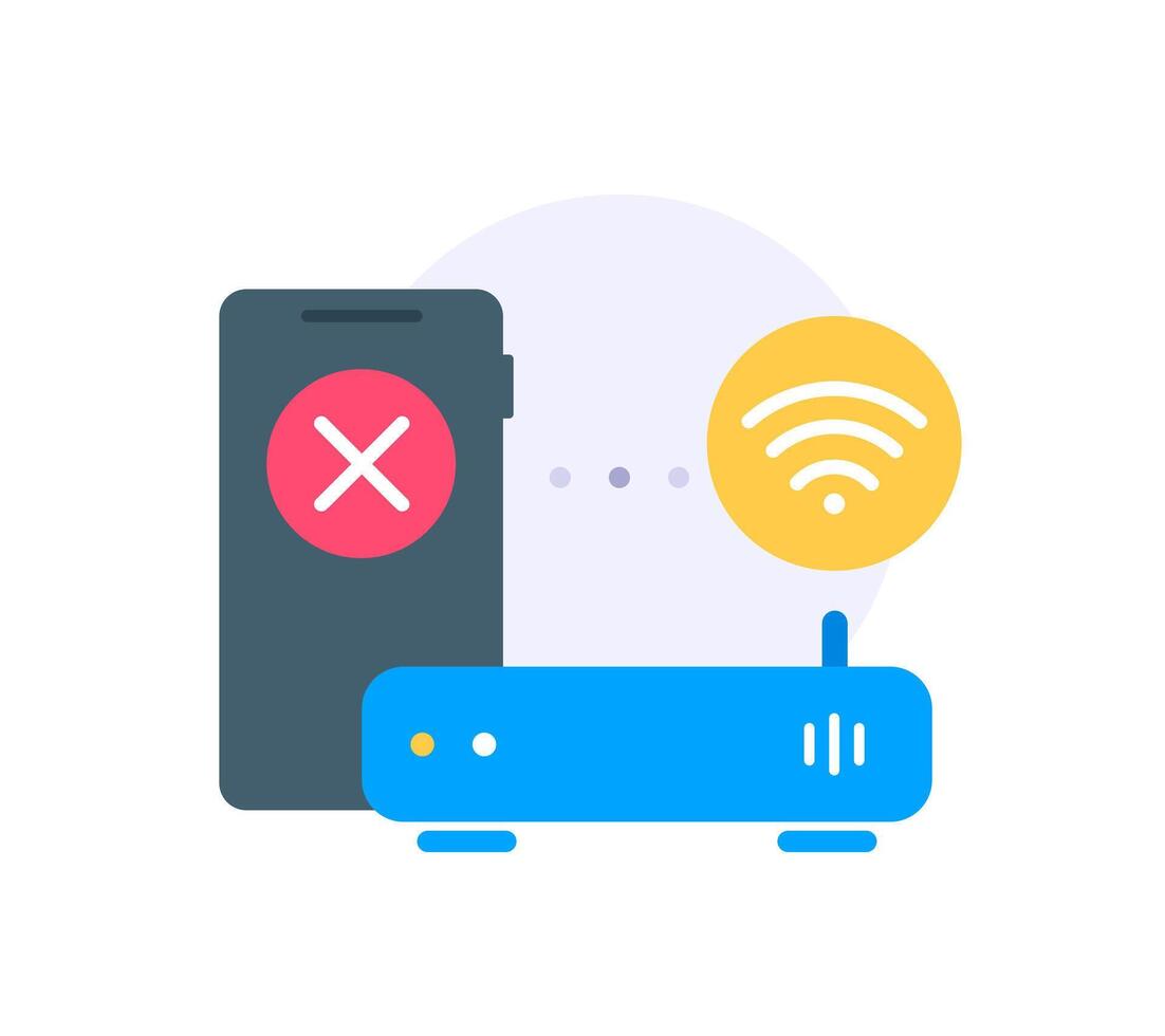 Phone and router with connection issues vector