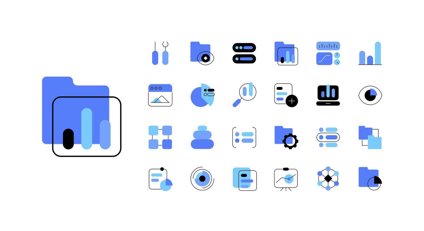 Collection of data analysis icons vector