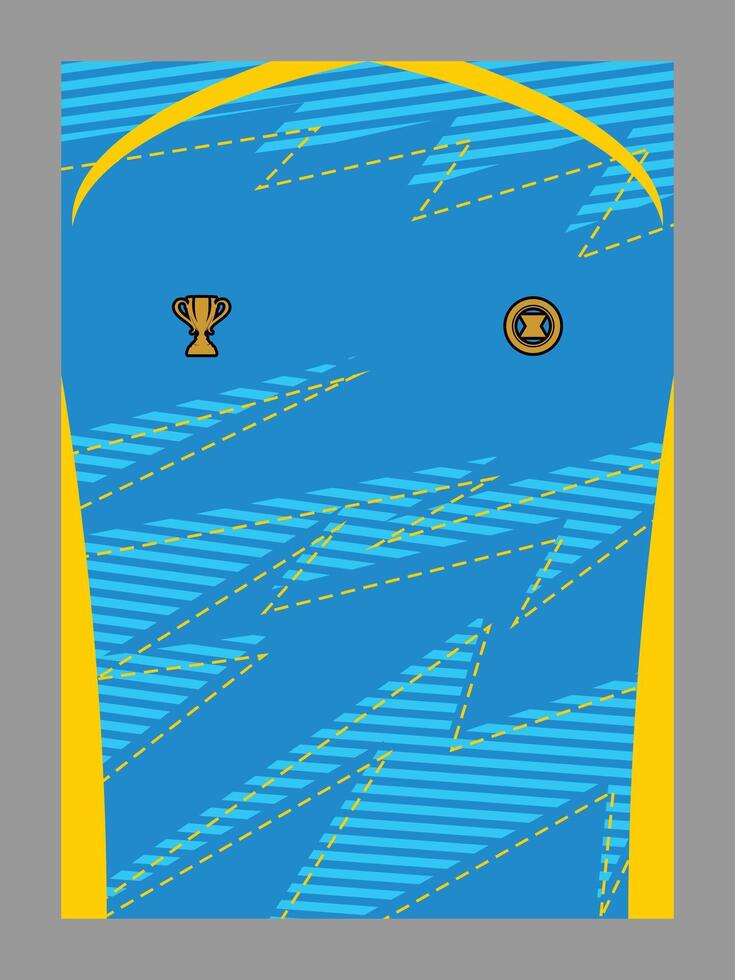 Blue and Yellow Sports Jersey with Trophy and Circle Detail vector