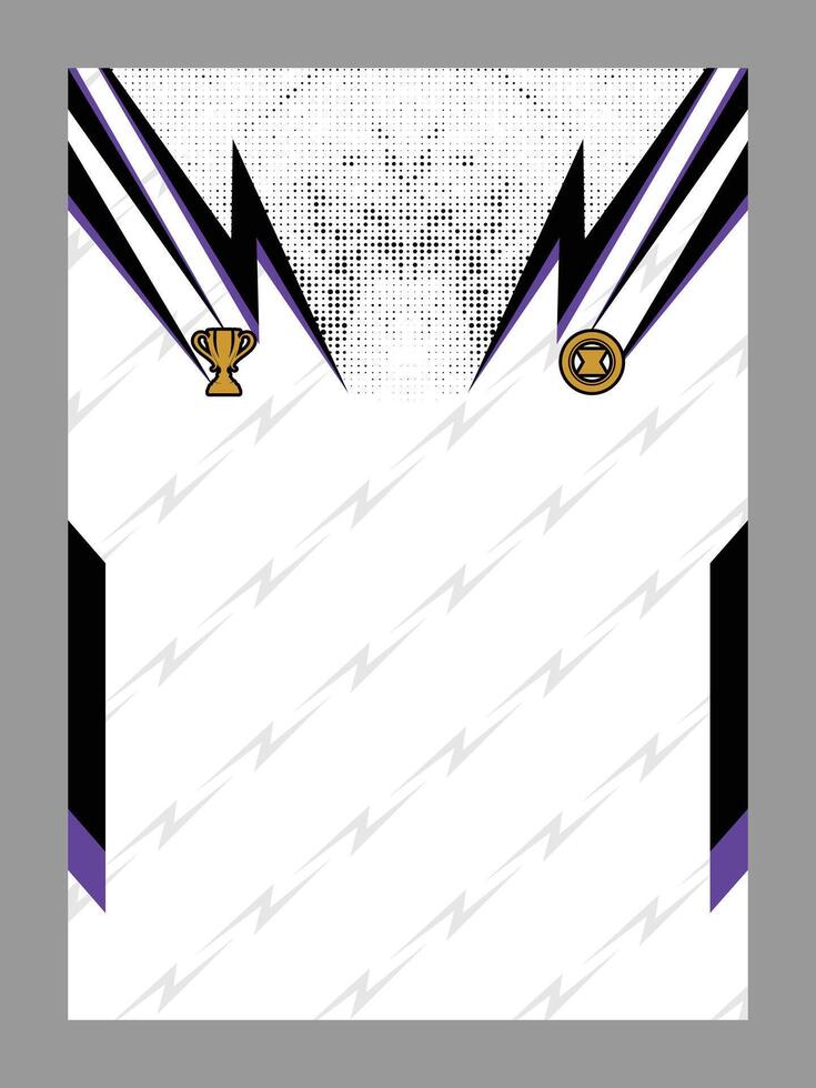 White and Purple Sports Jersey Template with Trophy and Badge vector
