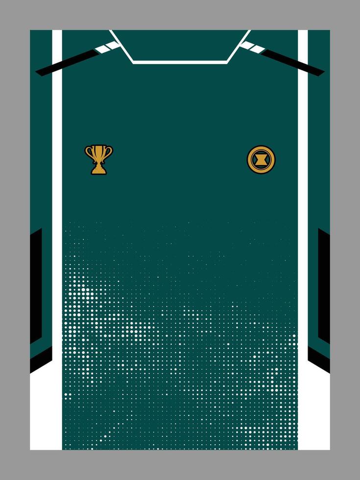 Emerald Green Cricket Jersey with Trophy and Badge vector