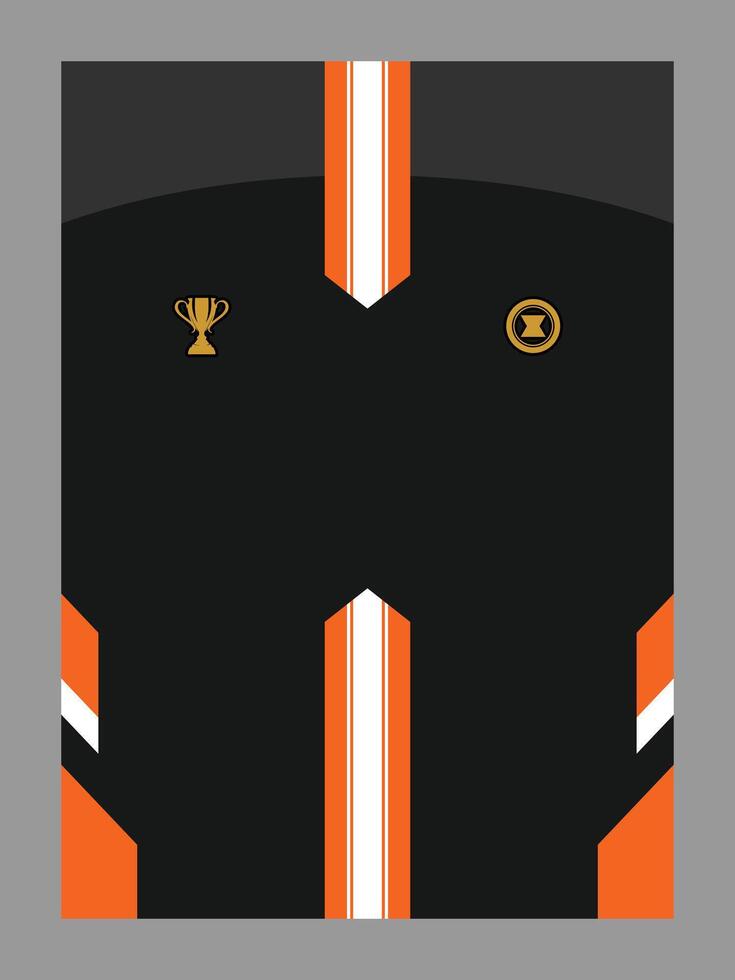 Black and Orange Jersey with Trophy and Badge vector