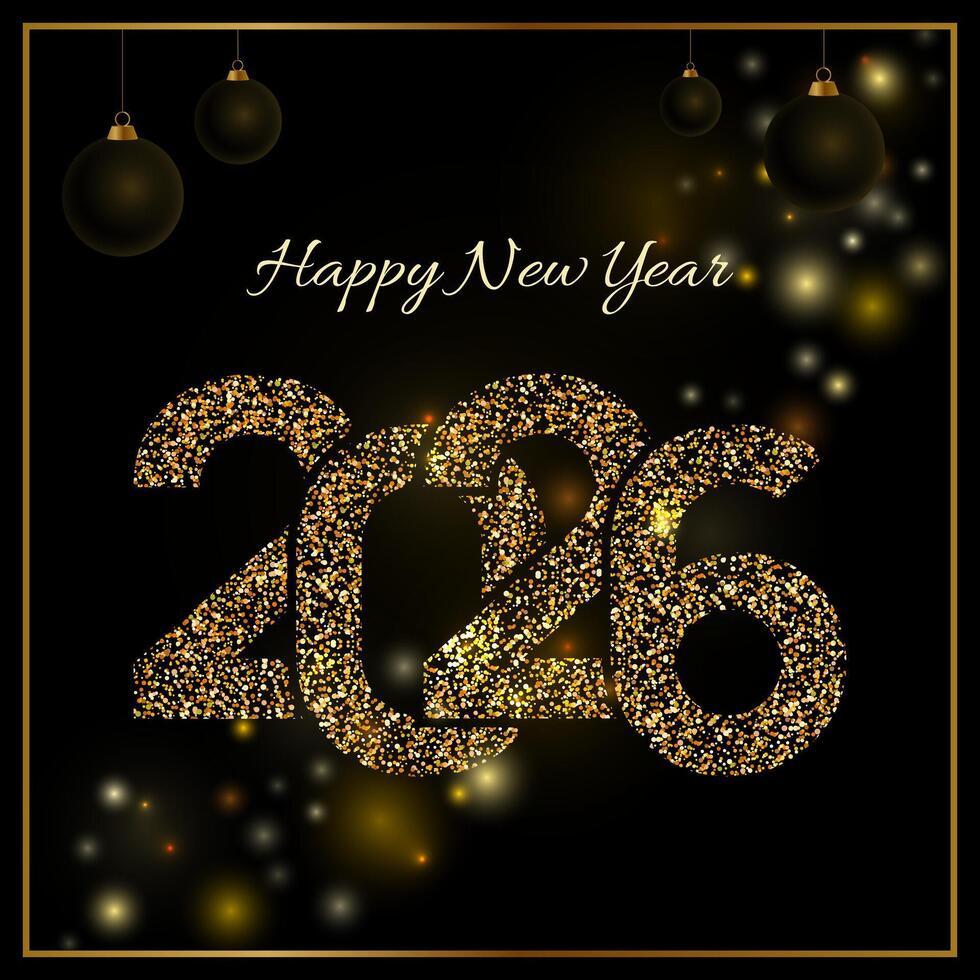 Happy New Year 2026 greeting card, holiday template with numbers 2026 vector