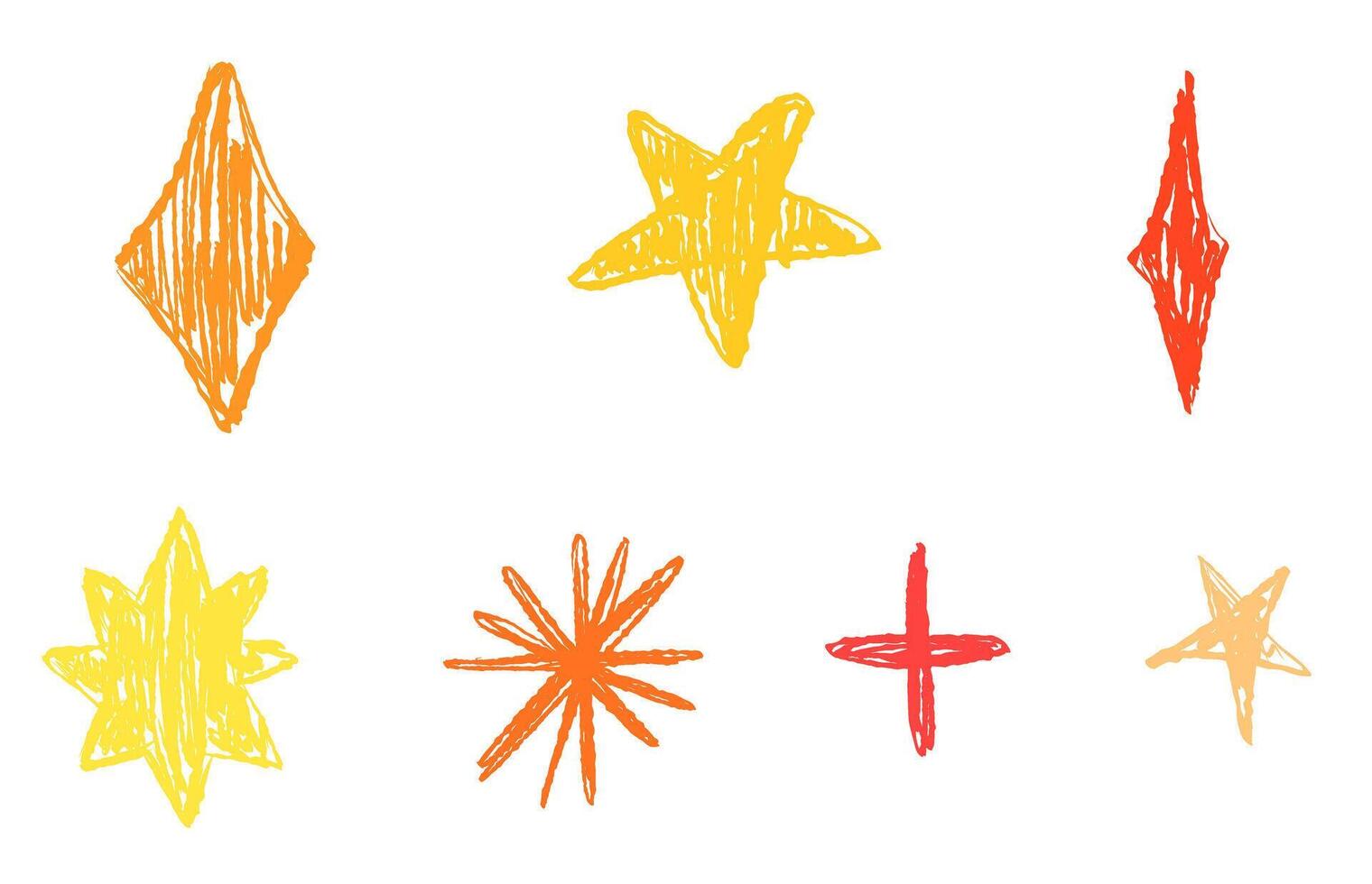 Stars drawing crayon pencil texture on transparent background vector