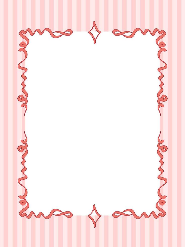 Vintage Bow Ribbon Frame Elegant Art. Mediterranean Amalfi Style. Empty Wedding Card Invitation Page. Italy or Greece Romantic Vibes Elegant Line Design. Aesthetic Timeless Minimalist Retro Border. vector
