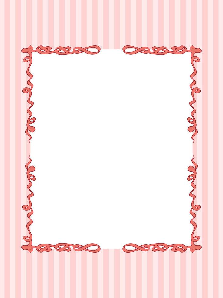 Vintage Bow Ribbon Frame Lace Art. Mediterranean Amalfi Style Art. Empty Wedding Card Invitation Page. Italy or Greece Romantic Vibes Elegant Line Design. Aesthetic Timeless Elegant Border. vector