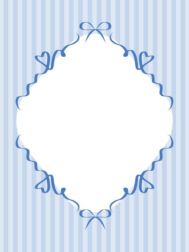 Vintage Bow Ribbon Frame Lace Art. Mediterranean Amalfi Style Art. Empty Wedding Card Invitation Page. Italy or Greece Romantic Vibes Elegant Line Outline. Aesthetic Timeless Minimalist Retro Border. vector