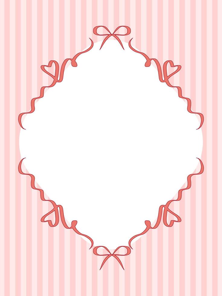 Vintage Bow Ribbon Frame Lace Art. Mediterranean Amalfi Style Art. Empty Wedding Card Invitation Page. Italy or Greece Romantic Vibes Line Design. Aesthetic Timeless Minimalist Retro Border. vector